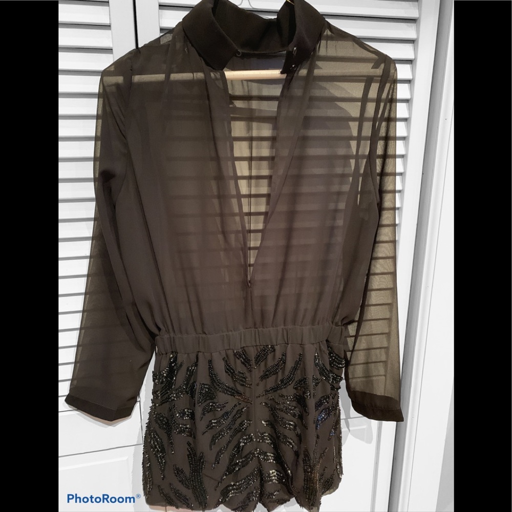 Black sequin short dressy romper